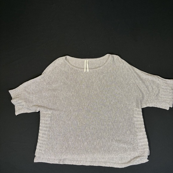 Anthropologie XS Shimmer Metallic Oversized Linen Blend Silver Top Festival Fun - Picture 4 of 10